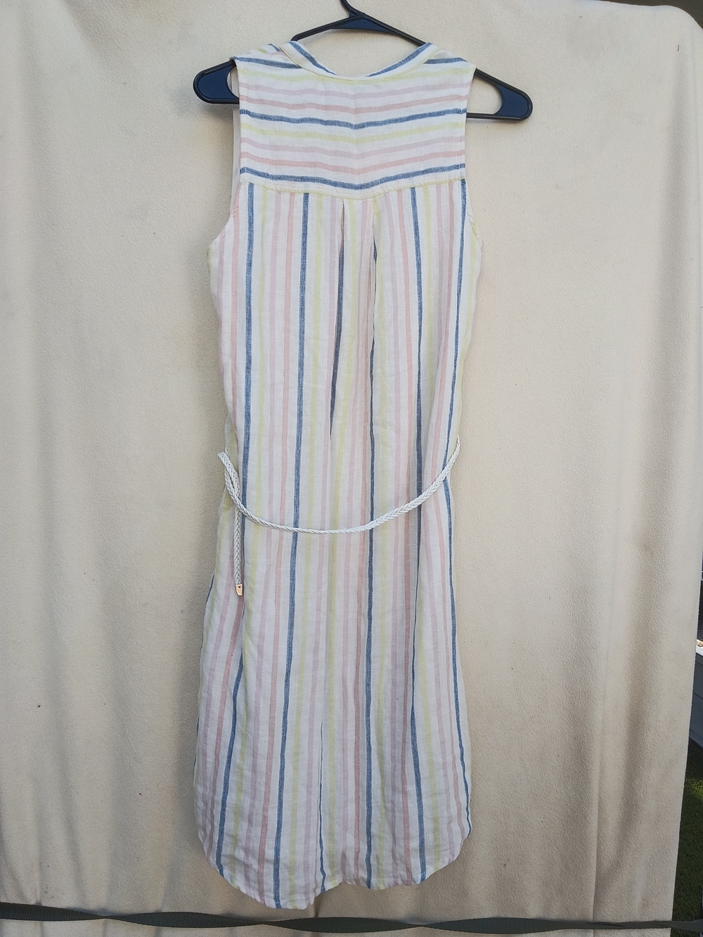 Splendid Pastel Stripe Sleeveless Midi Dress with Braided Belt - Picture 7 of 8